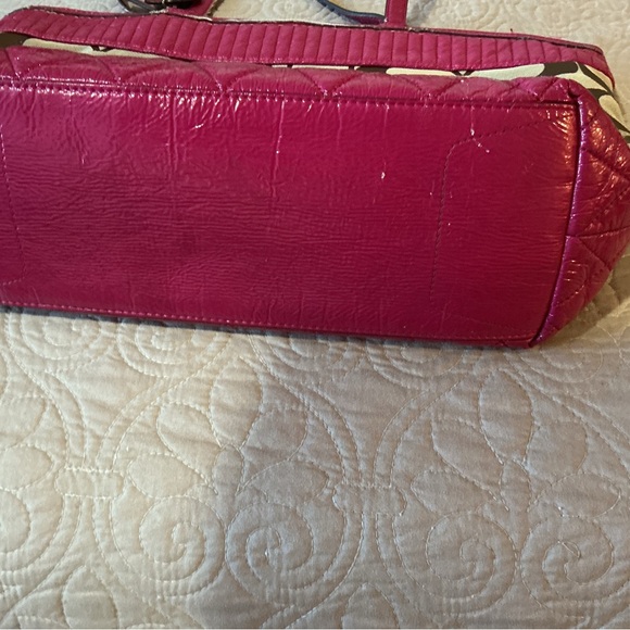 COACH Hot Pink and Tan Quilted Signature with two Hangtags Keychain - Picture 9 of 16
